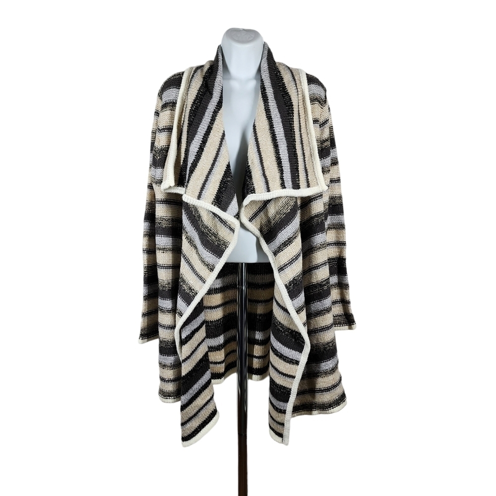 KENSIE STRIPED OPEN FRONT CARDIGAN